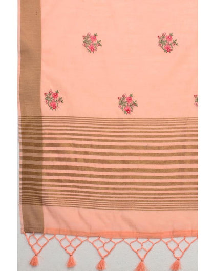 Pink Embroidered Cotton Saree | Sudathi