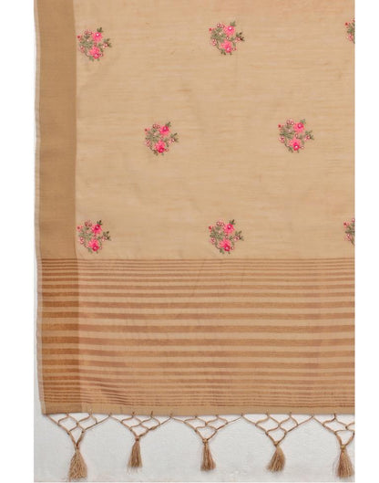 Brown Embroidered Cotton Saree | Sudathi