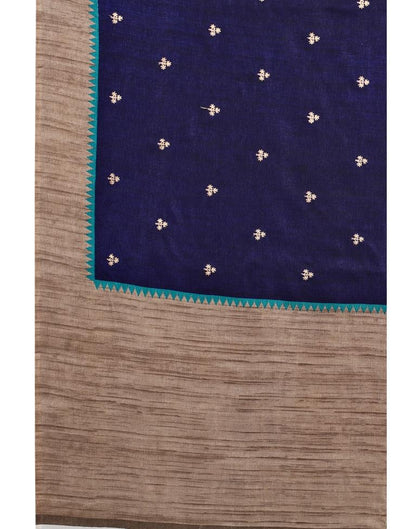 Navy Blue Embroidered Silk Saree | Sudathi