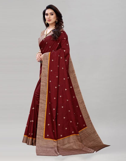 Maroon Embroidered Silk Saree | Sudathi