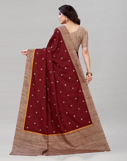 Maroon Embroidered Silk Saree | Sudathi