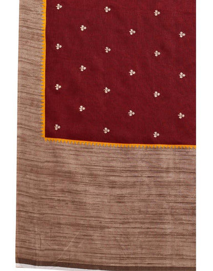 Maroon Embroidered Silk Saree | Sudathi