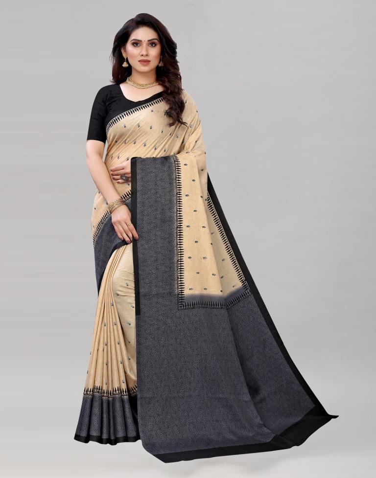 Cream Embroidered Silk Saree | Sudathi