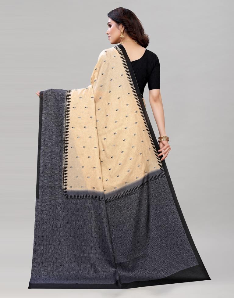 Cream Embroidered Silk Saree | Sudathi