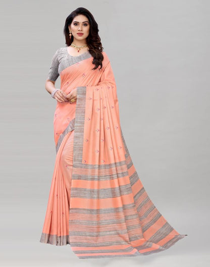 Salmon Pink Embroidered Silk Saree | Sudathi