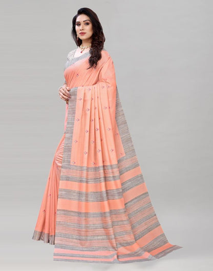 Salmon Pink Embroidered Silk Saree | Sudathi