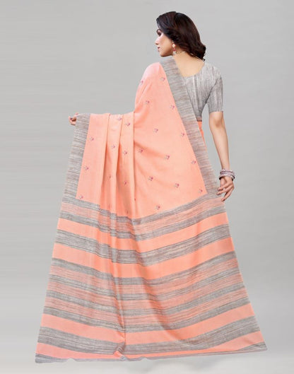 Salmon Pink Embroidered Silk Saree | Sudathi