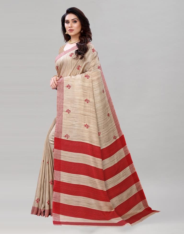 Brown Embroidered Silk Saree | Sudathi