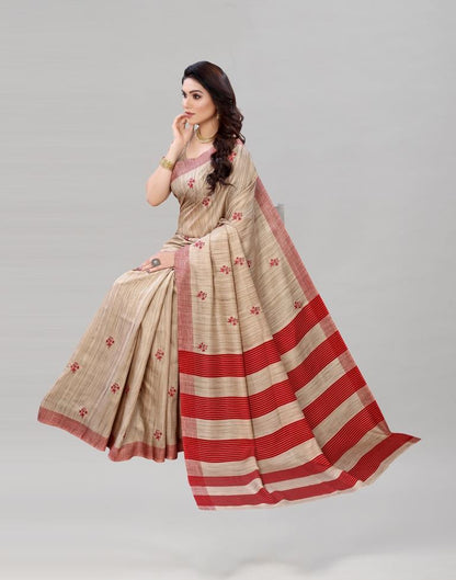 Brown Embroidered Silk Saree | Sudathi