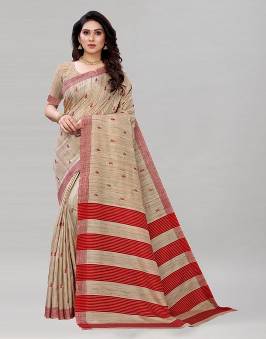 Enigmatic Brown Embroidered Silk Saree | Sudathi