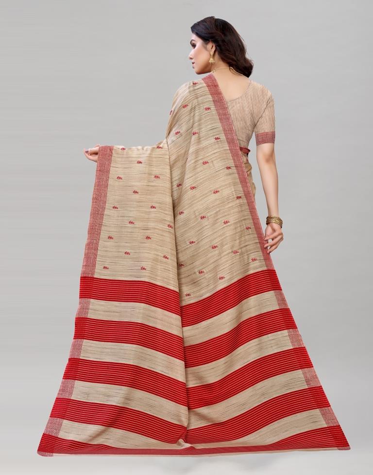 Enigmatic Brown Embroidered Silk Saree | Sudathi