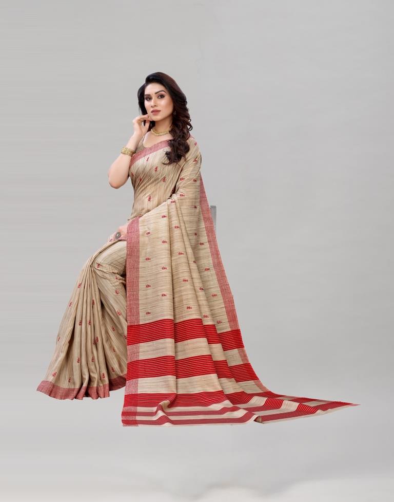 Enigmatic Brown Embroidered Silk Saree | Sudathi