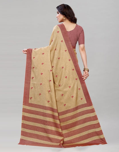 Camel Brown Embroidered Silk Saree | Sudathi