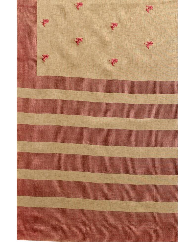 Camel Brown Embroidered Silk Saree | Sudathi