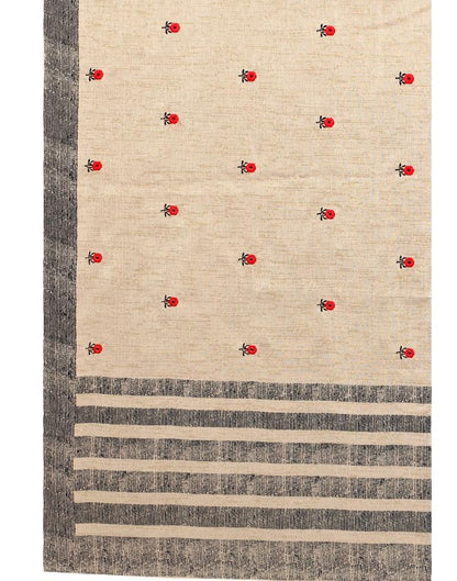 Cream Embroidered Silk Saree | Sudathi