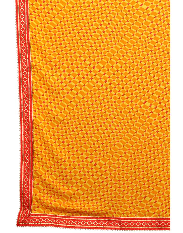 Meri Gold Orange Printed Saree | Sudathi