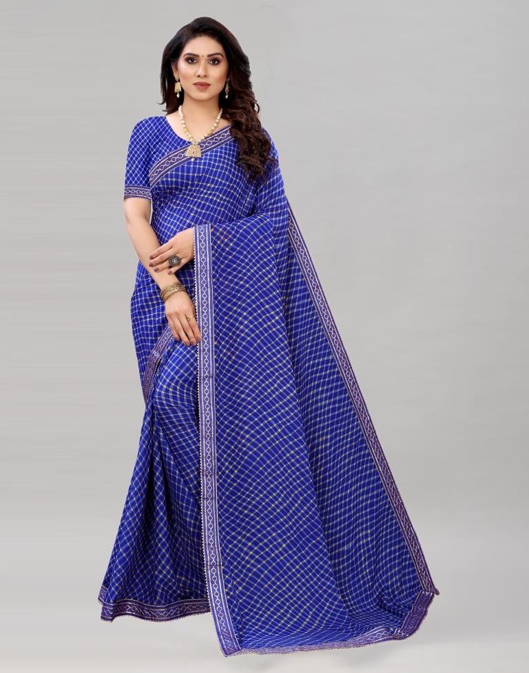 Brilliant Blue Printed Saree | Sudathi