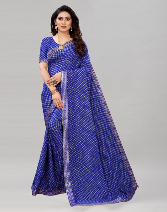 Brilliant Blue Printed Saree | Sudathi