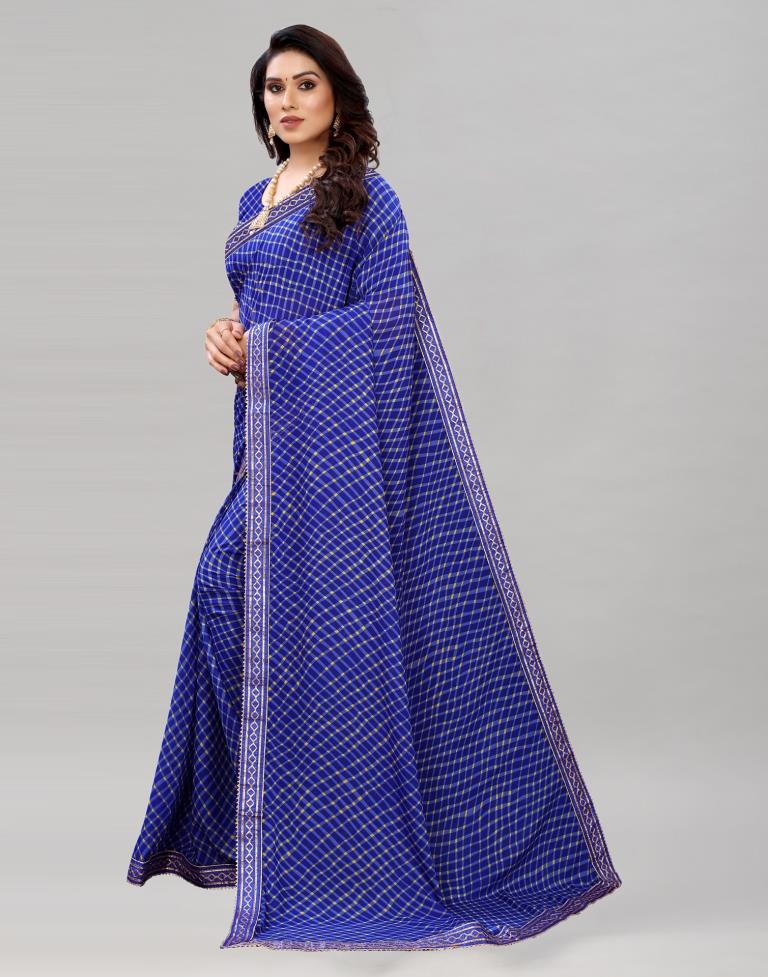 Brilliant Blue Printed Saree | Sudathi