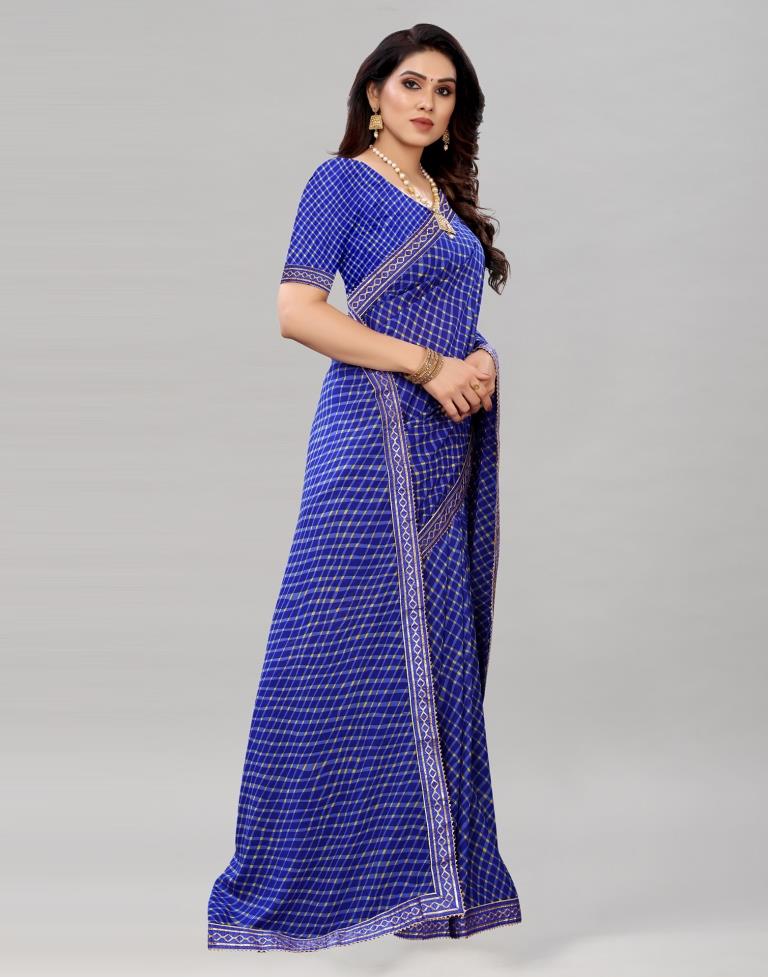 Brilliant Blue Printed Saree | Sudathi