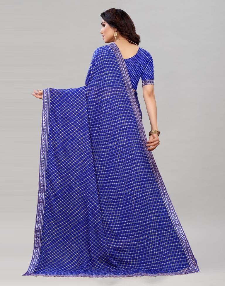 Brilliant Blue Printed Saree | Sudathi