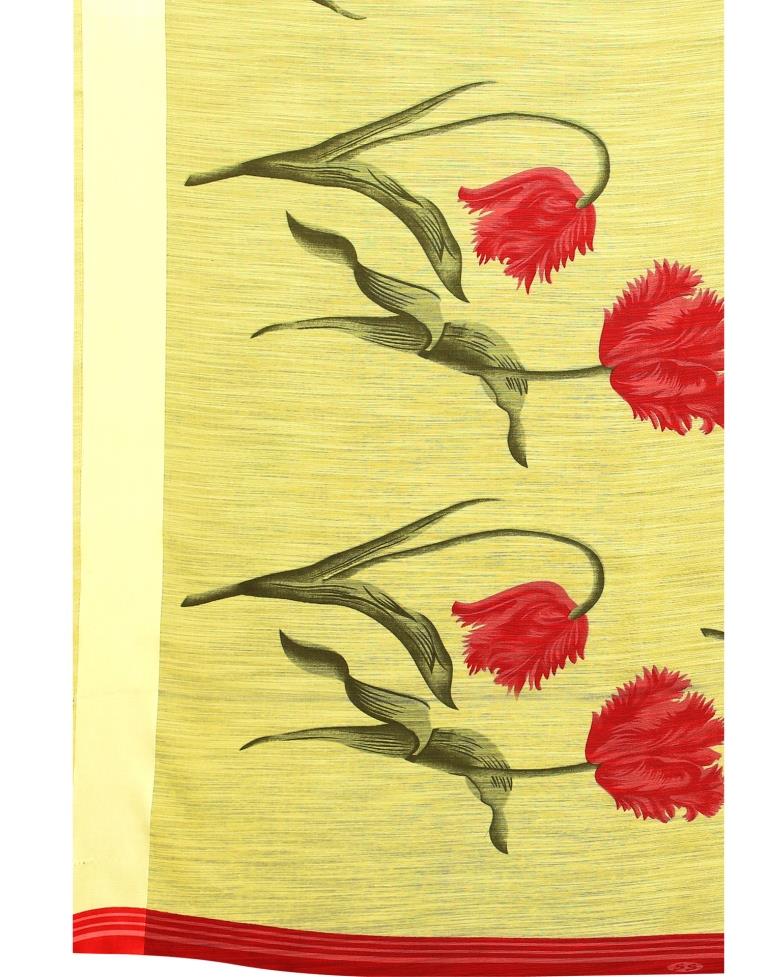 Favourable Yellow Printed Saree | Sudathi