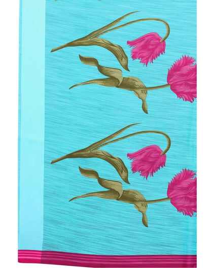 Standard Blue Printed Saree | Sudathi