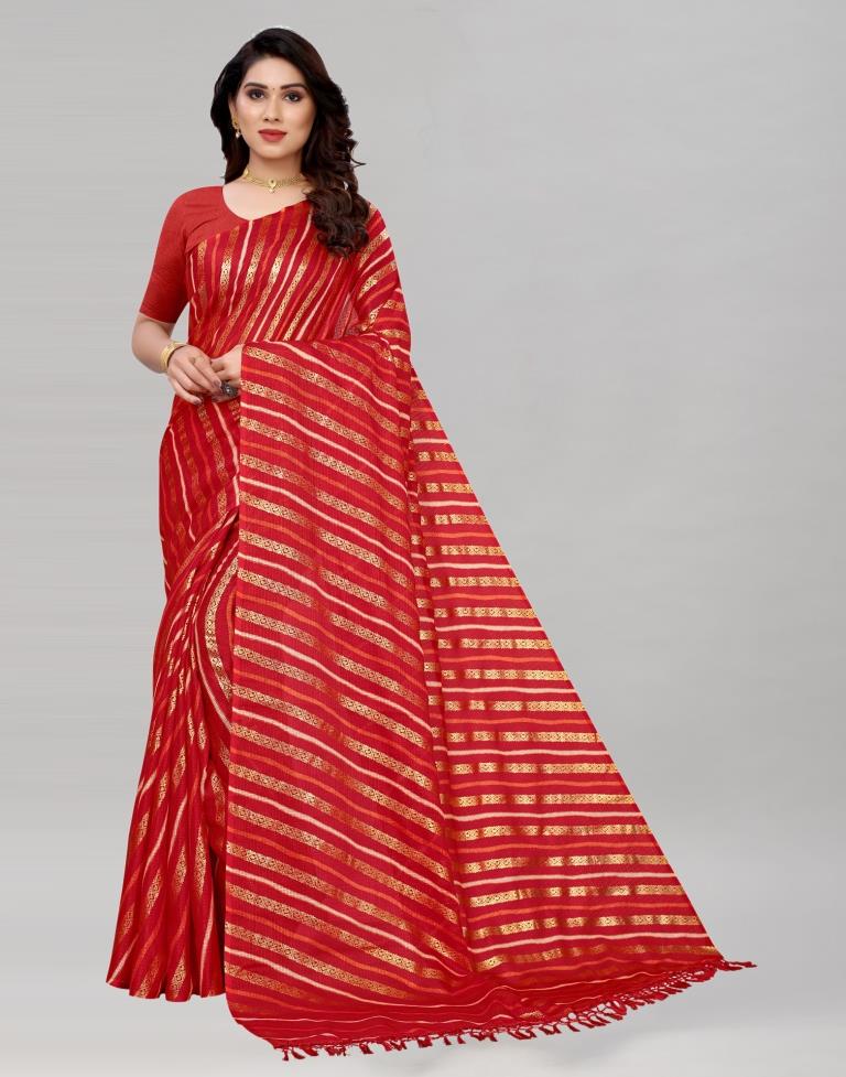 Red Kota Checks Printed Saree | Sudathi