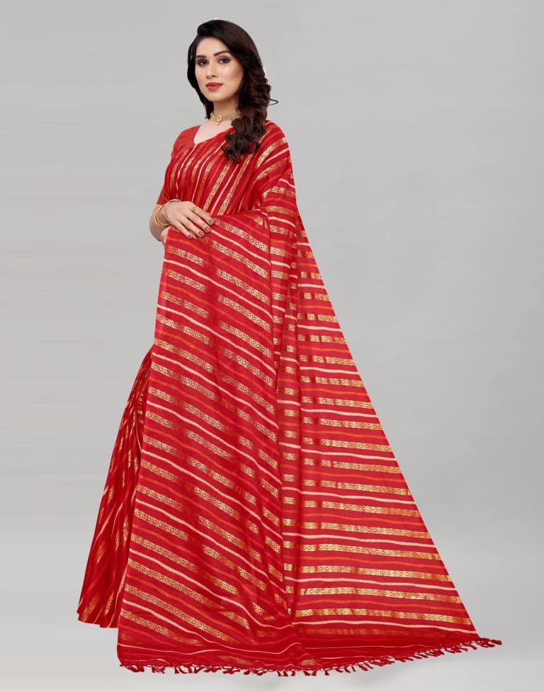 Red Kota Checks Printed Saree | Sudathi