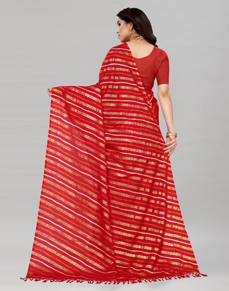 Red Kota Checks Printed Saree | Sudathi