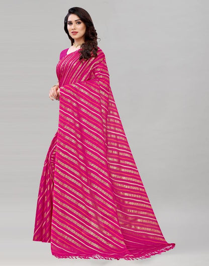 Hot Pink Kota Checks Printed Saree | Sudathi