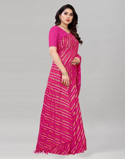 Hot Pink Kota Checks Printed Saree | Sudathi