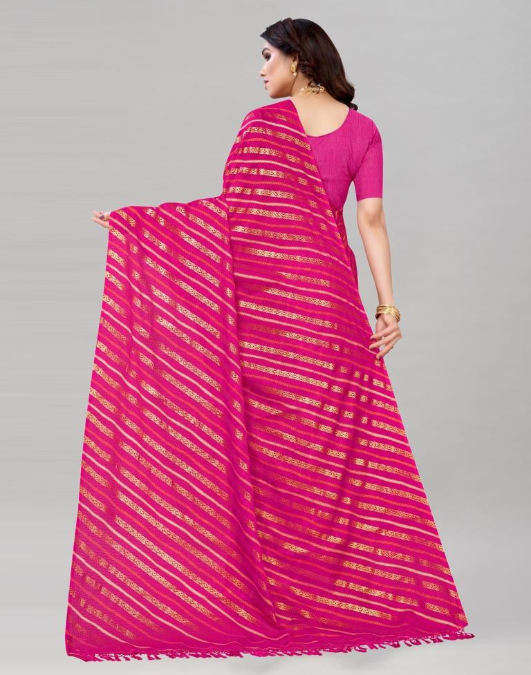 Hot Pink Kota Checks Printed Saree | Sudathi