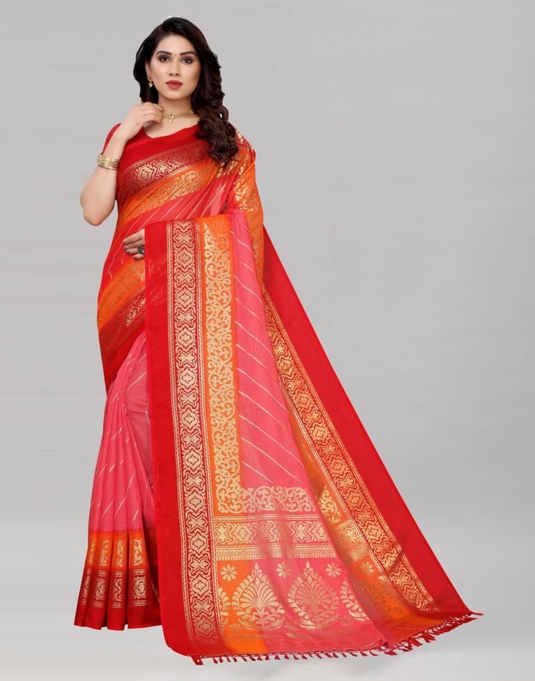 Pink Kota Checks Printed Saree | Sudathi