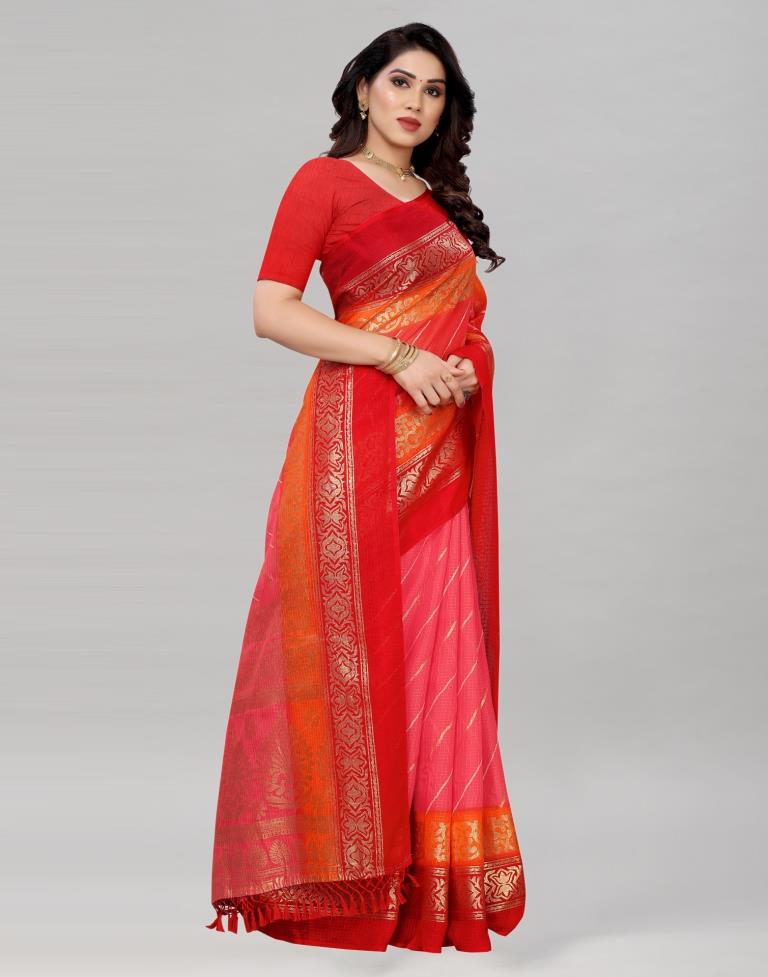 Pink Kota Checks Printed Saree | Sudathi
