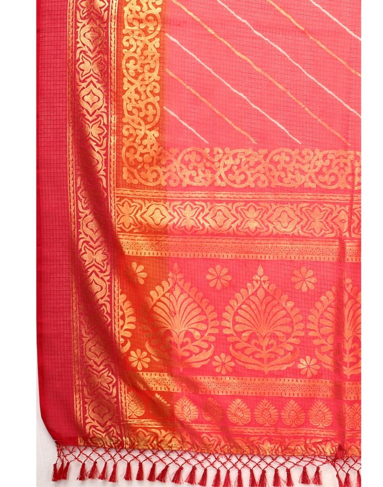 Pink Kota Checks Printed Saree | Sudathi
