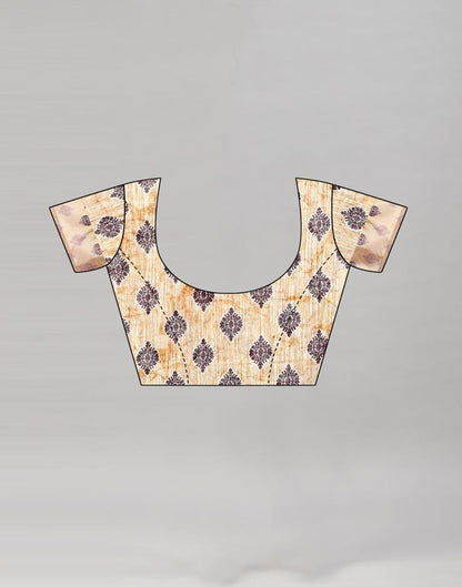 Cream Cotton Printed Saree | Sudathi