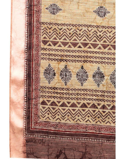 Cream Cotton Printed Saree | Sudathi