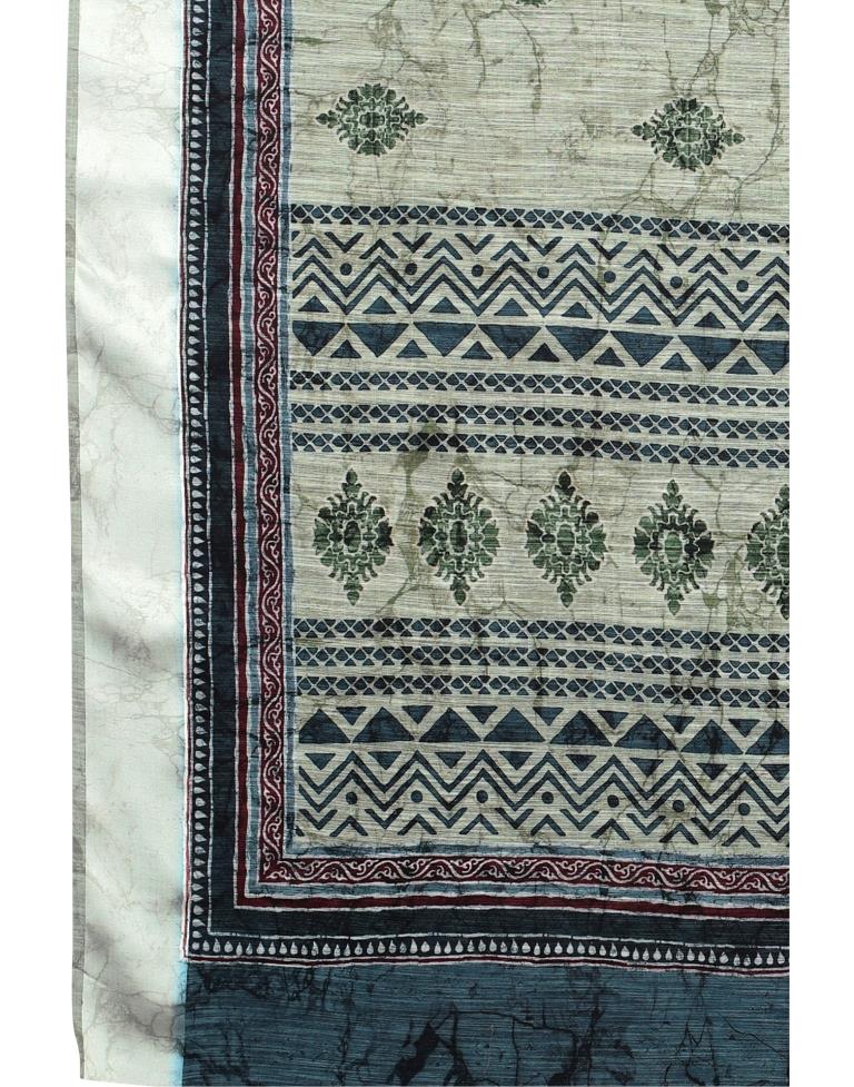 Pista Green Cotton Printed Saree | Sudathi