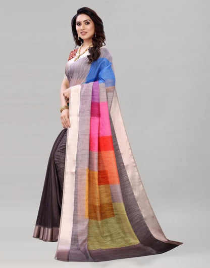 Grey Cotton Printed Saree | Sudathi