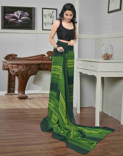 Ready To Wear Light Green Georgette Printed Plain Saree