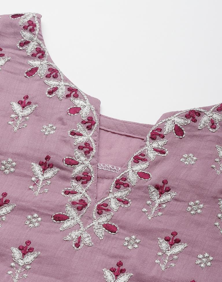 Lavender Kurti With Pant And Dupatta | Leemboodi
