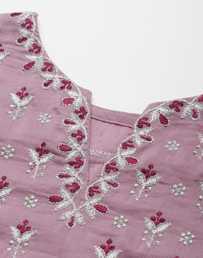 Lavender Kurti With Pant And Dupatta | Leemboodi