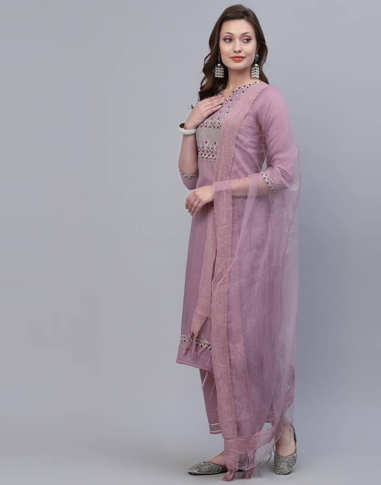 Lavender Kurti With Pant And Dupatta | Leemboodi