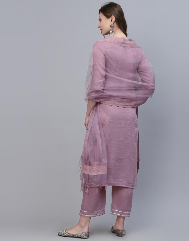 Lavender Kurti With Pant And Dupatta | Leemboodi