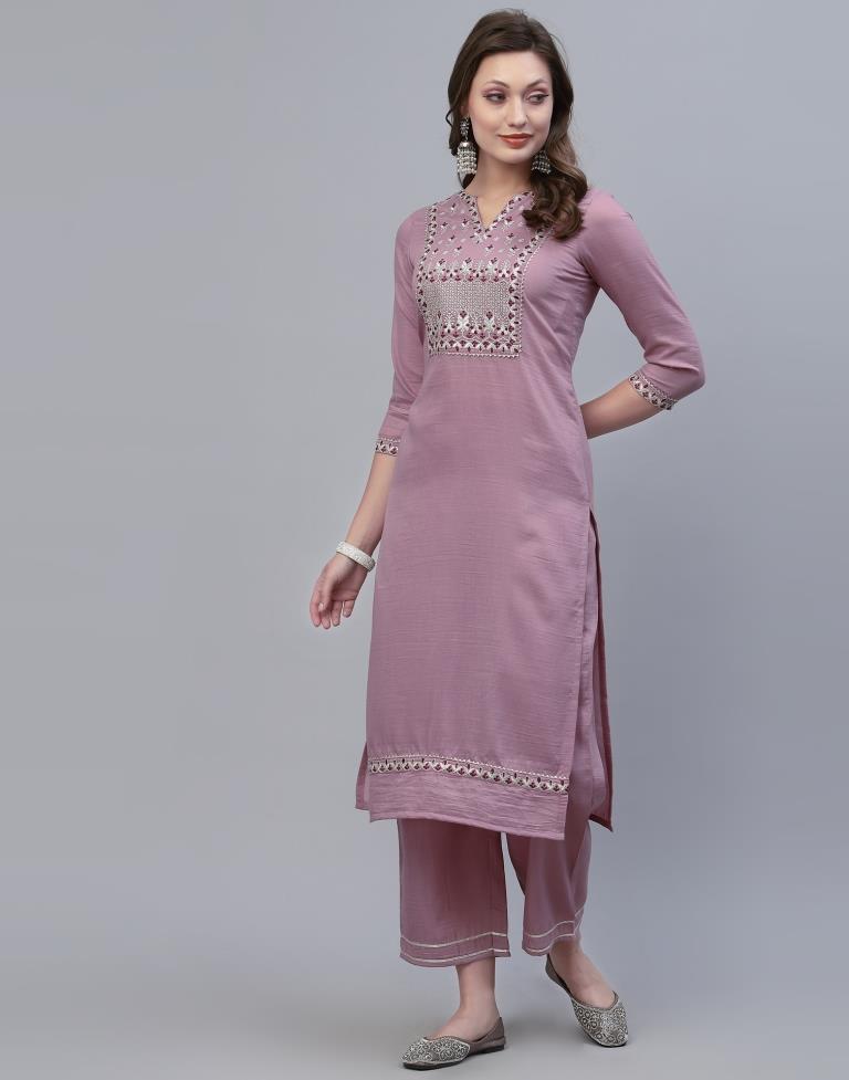 Lavender Kurti With Pant And Dupatta | Leemboodi