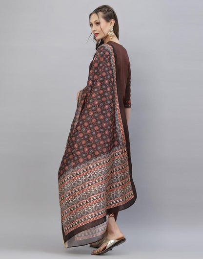 Brown Kurti With Pant And Dupatta | Leemboodi