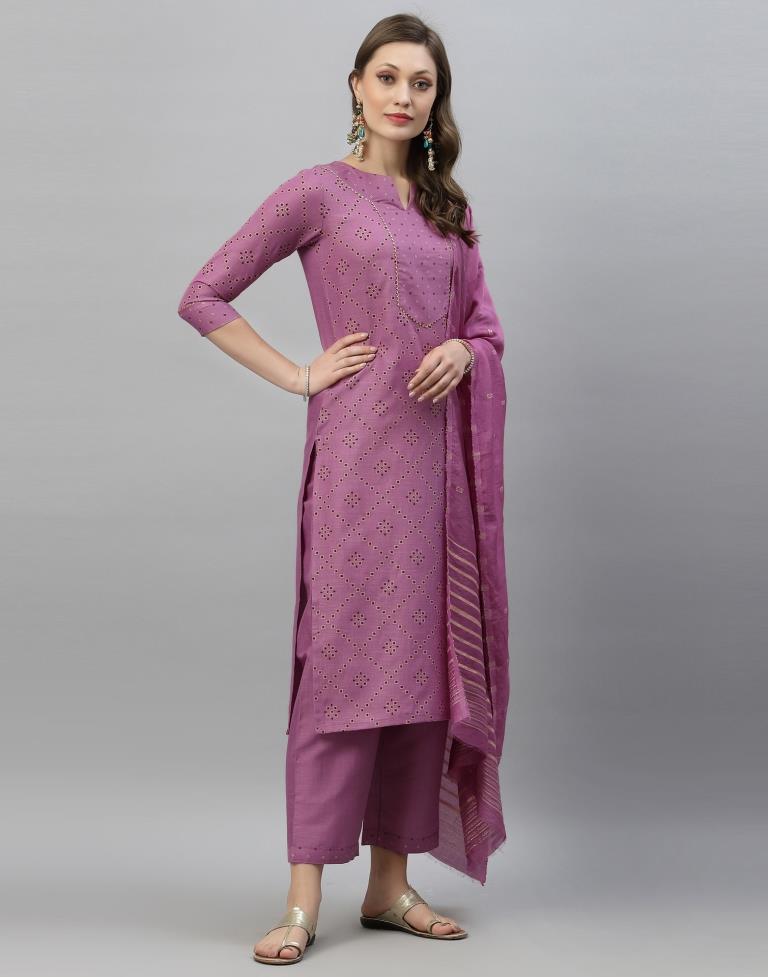 Lavender Kurti With Pant And Dupatta | Leemboodi