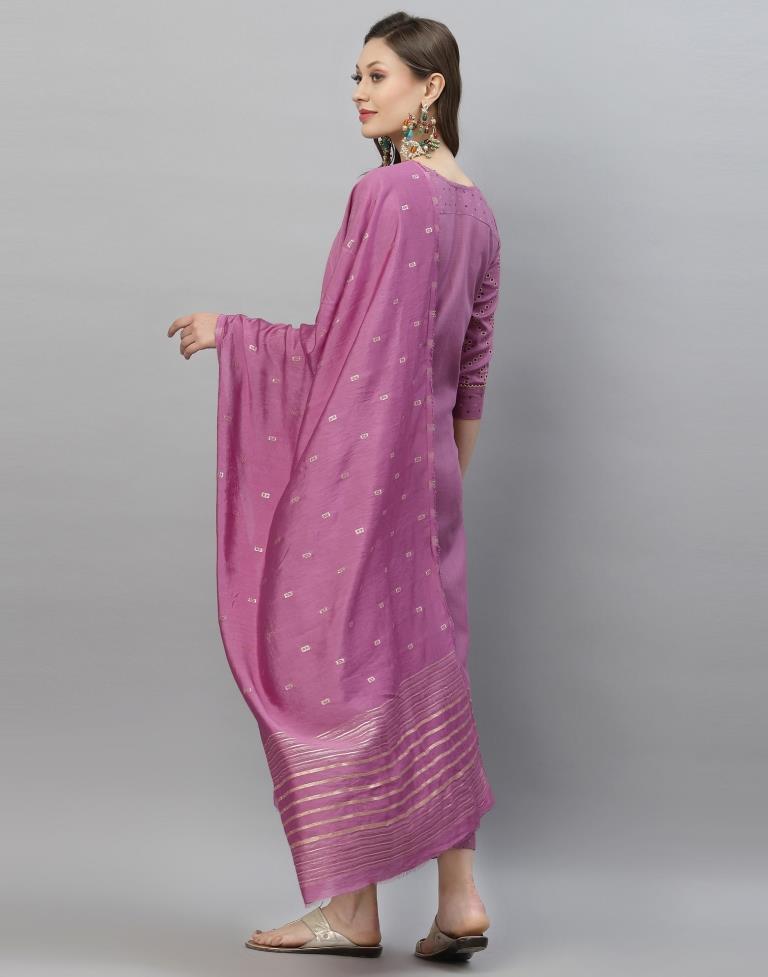 Lavender Kurti With Pant And Dupatta | Leemboodi