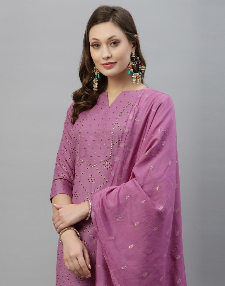 Lavender Kurti With Pant And Dupatta | Leemboodi